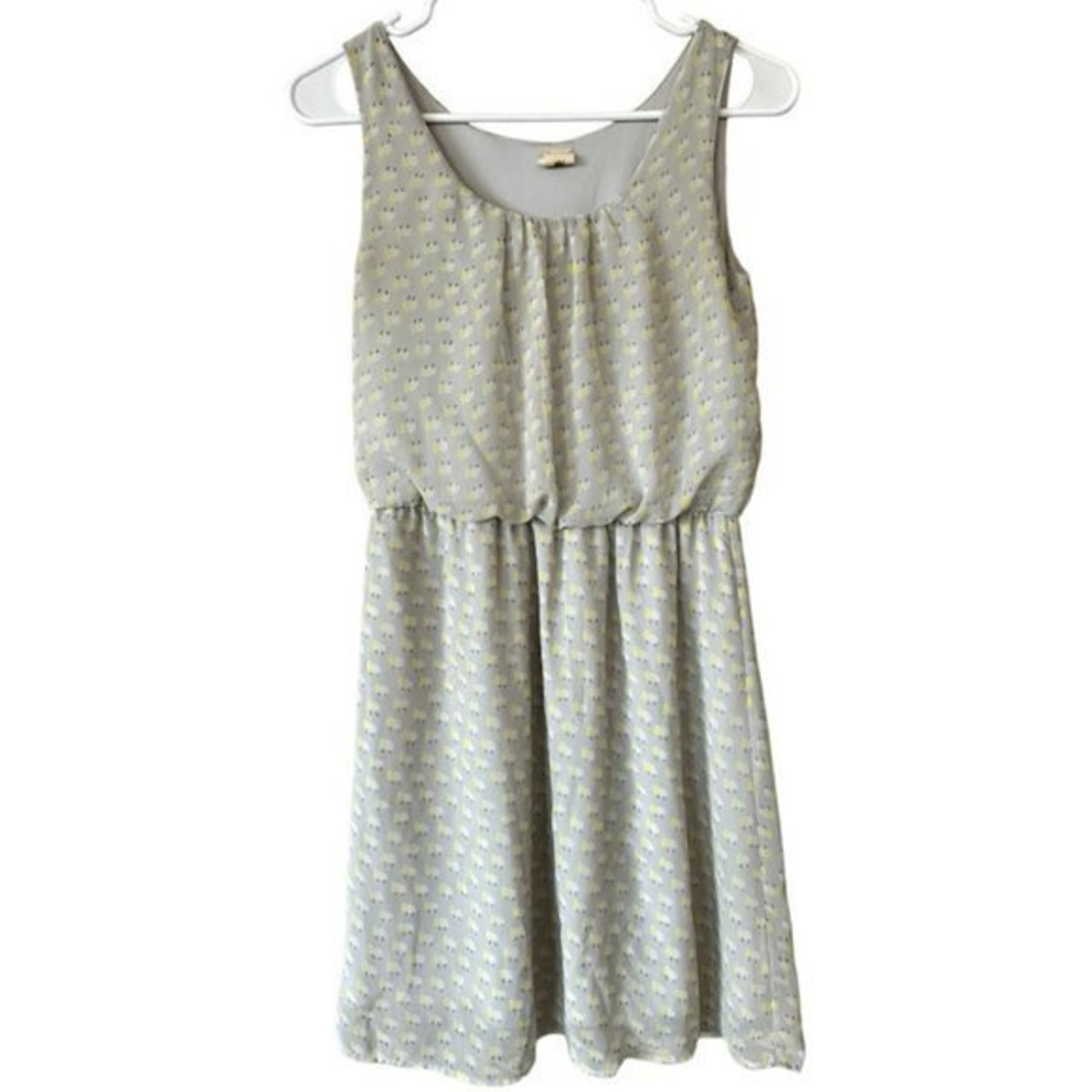 Needle & Thread Gray and Yellow Pattern‎ Mini Dress Womens S